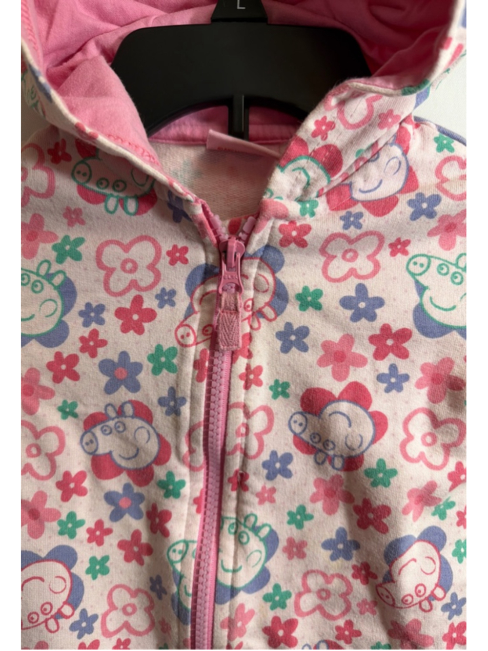 Toddler Girls Peppa Pig Floral Full Zip Hoodie 2T Pink Sweatshirt